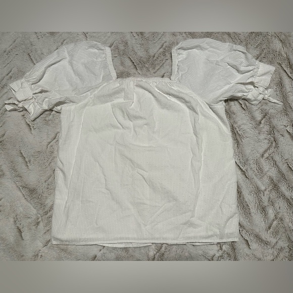 LC Lauren Conrad Square Top Button Down Bow Tie Sleeve Blouse - Picture 7 of 10